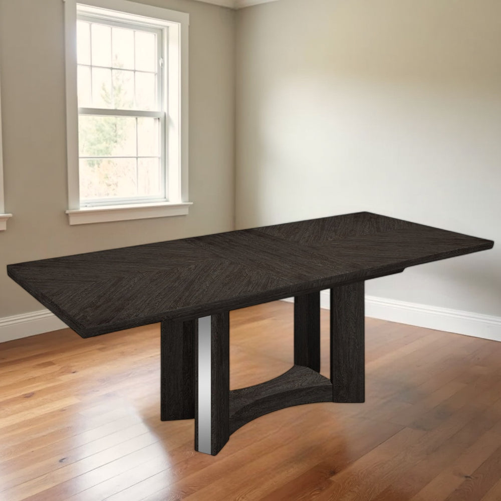 Homeroots 98" Dark Gray Solid Wood Dining Table   366216