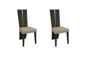 Homeroots Set Of Two Gray And Dark Brown Upholstered Dining Side Chairs  Wood 366217