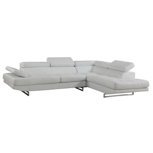 Homeroots Gray Leather L Shaped Two Piece Corner Sectional White  366220