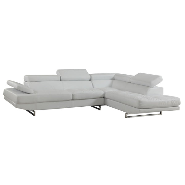 Homeroots Gray Leather L Shaped Two Piece Corner Sectional White  366220