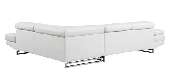 HomeRoots Gray Leather L-Shaped Corner Sectional Sofa – Modern Luxury & Comfort for Your Living Space White 366220