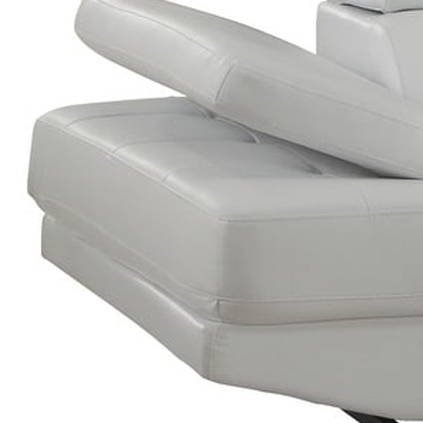 Homeroots Gray Leather L Shaped Two Piece Corner Sectional White  366220