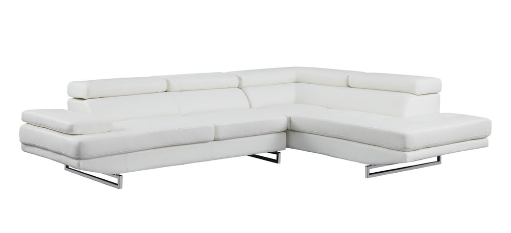 HomeRoots Gray Leather L-Shaped Corner Sectional Sofa – Modern Luxury & Comfort for Your Living Space White 366220