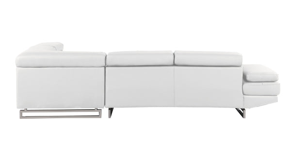 HomeRoots Gray Leather L-Shaped Corner Sectional Sofa – Modern Luxury & Comfort for Your Living Space White 366220