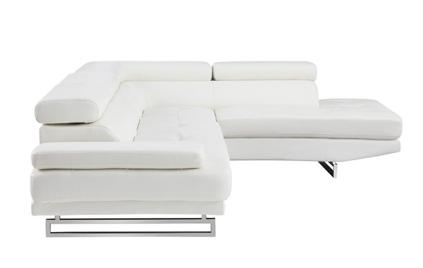 HomeRoots Gray Leather L-Shaped Corner Sectional Sofa – Modern Luxury & Comfort for Your Living Space White 366220