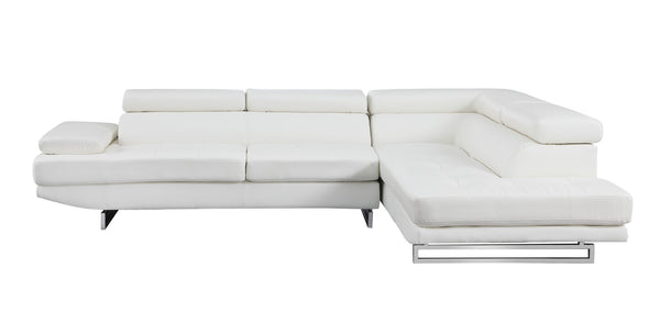HomeRoots Gray Leather L-Shaped Corner Sectional Sofa – Modern Luxury & Comfort for Your Living Space White 366220