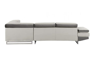 HomeRoots White Leather L-Shaped Corner Sectional Sofa - Luxurious Comfort, Modern Design, Seats 3 Stylishly GREY 366222