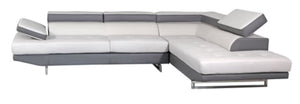 Homeroots White Leather L Shaped Two Piece Corner Sectional Grey  366222