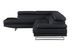 Homeroots Black Faux Leather L Shaped Two Piece Corner Sectional Black  366223