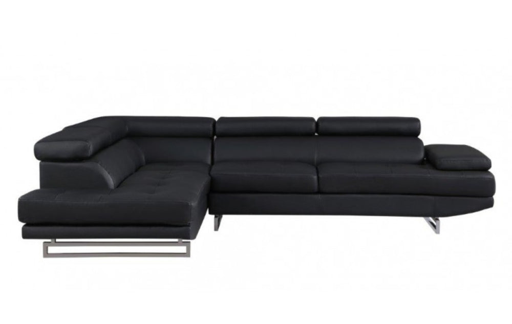 HomeRoots Black Faux Leather L-Shaped Corner Sectional - Modern Comfort and Versatile Seating for Any Space Black 366223