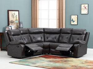 Homeroots Dark Gray Polyester Blend Reclining U Shaped Three Piece Corner Sectional   366224