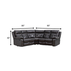 HomeRoots Dark Gray U-Shaped Reclining Sectional Sofa - Stylish 3-Piece Corner Design for Ultimate Comfort 366224