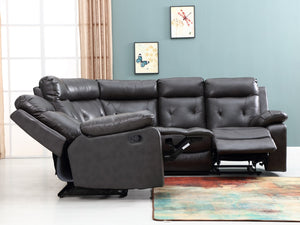 Homeroots Dark Gray Polyester Blend Reclining U Shaped Three Piece Corner Sectional   366224