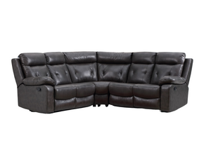 Homeroots Dark Gray Polyester Blend Reclining U Shaped Three Piece Corner Sectional   366224