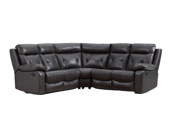 Homeroots Dark Gray Polyester Blend Reclining U Shaped Three Piece Corner Sectional   366224