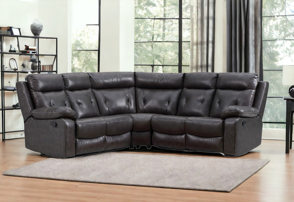 Homeroots Dark Gray Polyester Blend Reclining U Shaped Three Piece Corner Sectional   366224