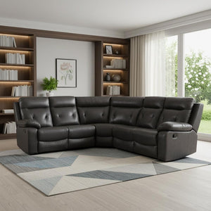 HomeRoots Dark Gray U-Shaped Reclining Sectional Sofa - Stylish 3-Piece Corner Design for Ultimate Comfort 366224