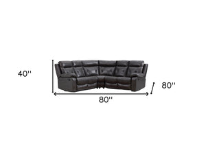Homeroots Dark Gray Polyester Blend Reclining U Shaped Three Piece Corner Sectional   366224