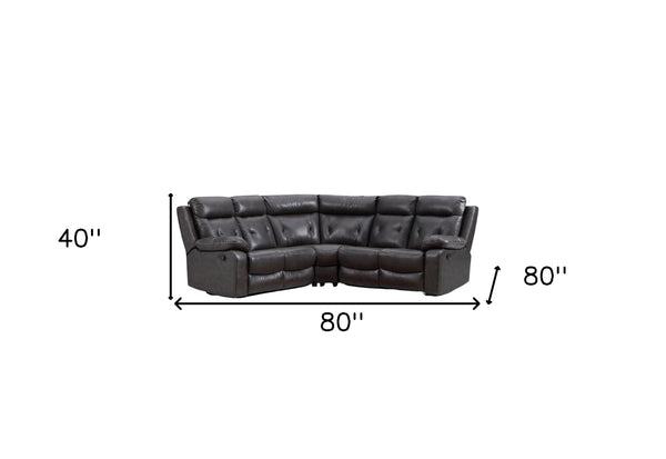 Homeroots Dark Gray Polyester Blend Reclining U Shaped Three Piece Corner Sectional   366224