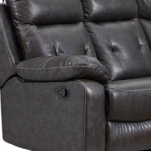 Homeroots Dark Gray Polyester Blend Reclining U Shaped Three Piece Corner Sectional   366224