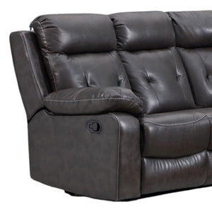 Homeroots Dark Gray Polyester Blend Reclining U Shaped Three Piece Corner Sectional   366224
