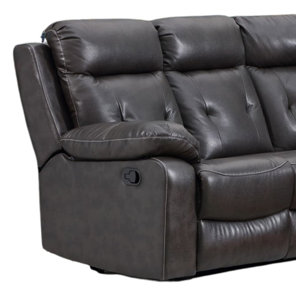 Homeroots Dark Gray Polyester Blend Reclining U Shaped Three Piece Corner Sectional   366224