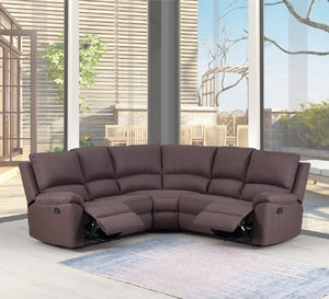 Homeroots Brown Polyester Blend Reclining U Shaped Three Piece Corner Sectional Brown  366240