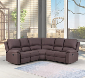 Homeroots Brown Polyester Blend Reclining U Shaped Three Piece Corner Sectional Brown  366240