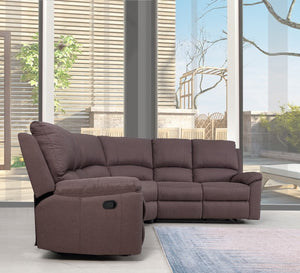 Homeroots Brown Polyester Blend Reclining U Shaped Three Piece Corner Sectional Brown  366240