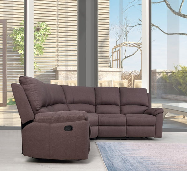 Homeroots Brown Polyester Blend Reclining U Shaped Three Piece Corner Sectional Brown  366240