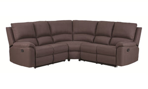 Homeroots Brown Polyester Blend Reclining U Shaped Three Piece Corner Sectional Brown  366240