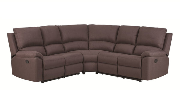 Homeroots Brown Polyester Blend Reclining U Shaped Three Piece Corner Sectional Brown  366240