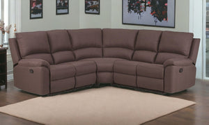 Homeroots Brown Polyester Blend Reclining U Shaped Three Piece Corner Sectional Brown  366240