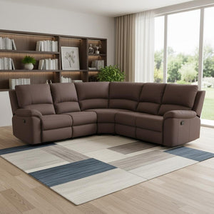 HomeRoots Brown U-Shaped Reclining Sectional Sofa - Elegant, Durable Design for Ultimate Comfort & Style BROWN 366240