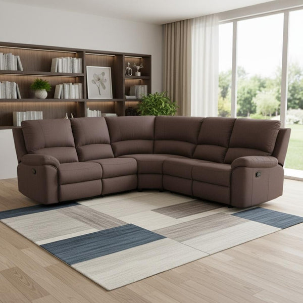HomeRoots Brown U-Shaped Reclining Sectional Sofa - Elegant, Durable Design for Ultimate Comfort & Style BROWN 366240