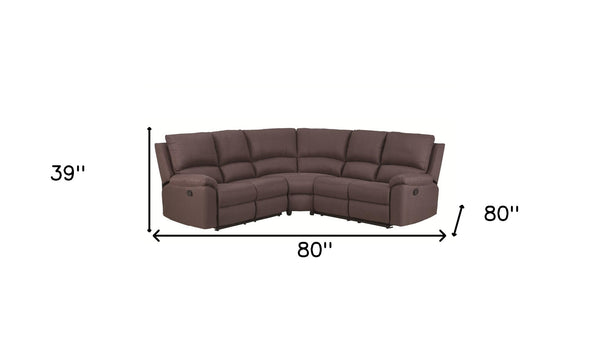 Homeroots Brown Polyester Blend Reclining U Shaped Three Piece Corner Sectional Brown  366240