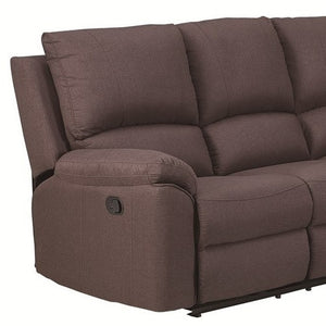 Homeroots Brown Polyester Blend Reclining U Shaped Three Piece Corner Sectional Brown  366240