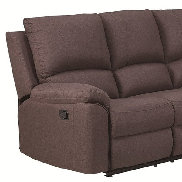 Homeroots Brown Polyester Blend Reclining U Shaped Three Piece Corner Sectional Brown  366240