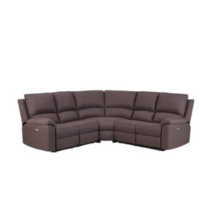 HomeRoots Brown Power Reclining U-Shaped Sectional Sofa - Modern Comfort for Family Rooms & Living Spaces BROWN 366241