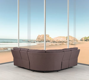 Homeroots Brown Polyester Blend Power Reclining U Shaped Three Piece Corner Sectional Brown  366241