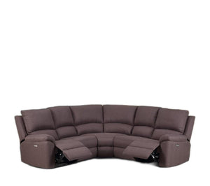Homeroots Brown Polyester Blend Power Reclining U Shaped Three Piece Corner Sectional Brown  366241