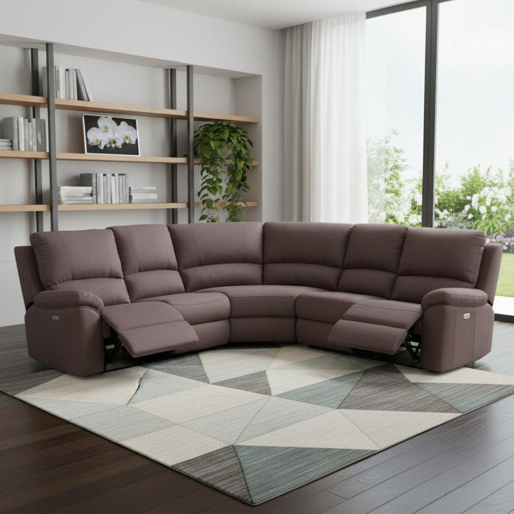 HomeRoots Brown Power Reclining U-Shaped Sectional Sofa - Modern Comfort for Family Rooms & Living Spaces BROWN 366241
