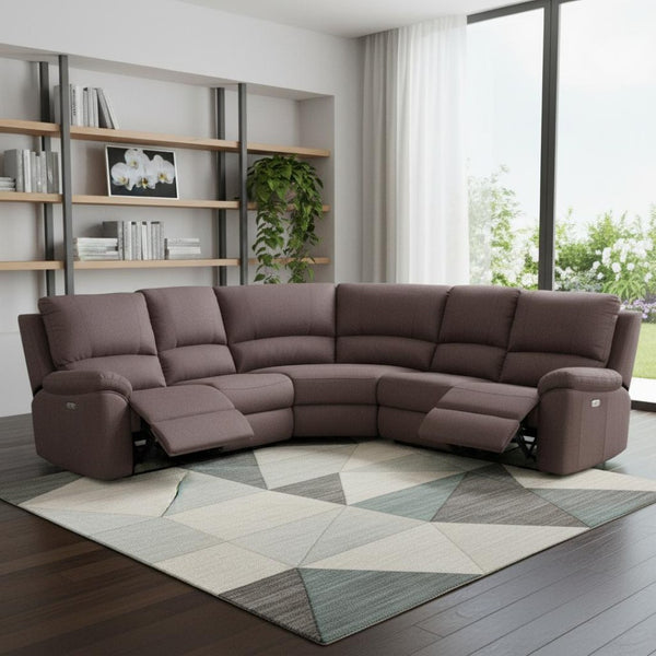 HomeRoots Brown Power Reclining U-Shaped Sectional Sofa - Modern Comfort for Family Rooms & Living Spaces BROWN 366241