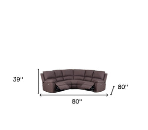 Homeroots Brown Polyester Blend Power Reclining U Shaped Three Piece Corner Sectional Brown  366241