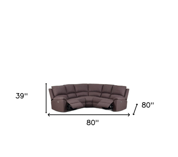 Homeroots Brown Polyester Blend Power Reclining U Shaped Three Piece Corner Sectional Brown  366241