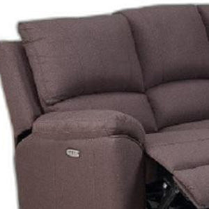 Homeroots Brown Polyester Blend Power Reclining U Shaped Three Piece Corner Sectional Brown  366241