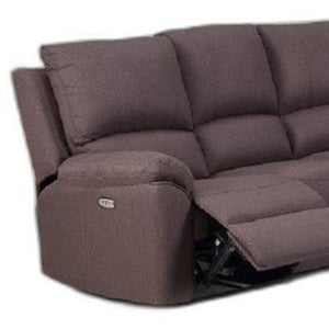 Homeroots Brown Polyester Blend Power Reclining U Shaped Three Piece Corner Sectional Brown  366241