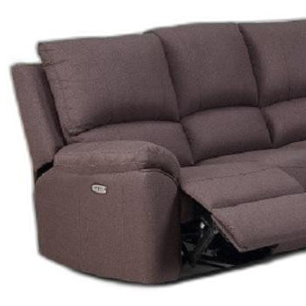 Homeroots Brown Polyester Blend Power Reclining U Shaped Three Piece Corner Sectional Brown  366241