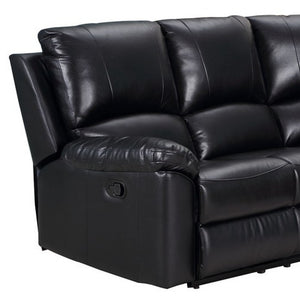 Homeroots Three Piece Indoor Italian Leather Seating Set For Six – Luxurious Comfort & Stylish Design Black  366242