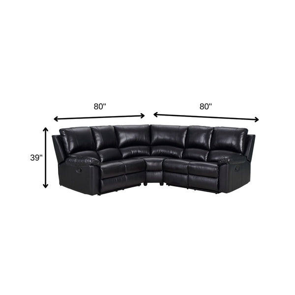 HomeRoots Black U-Shaped Corner Sectional Sofa - Comfortable 3-Piece Reclining Design for Modern Living Spaces BLACK 366242